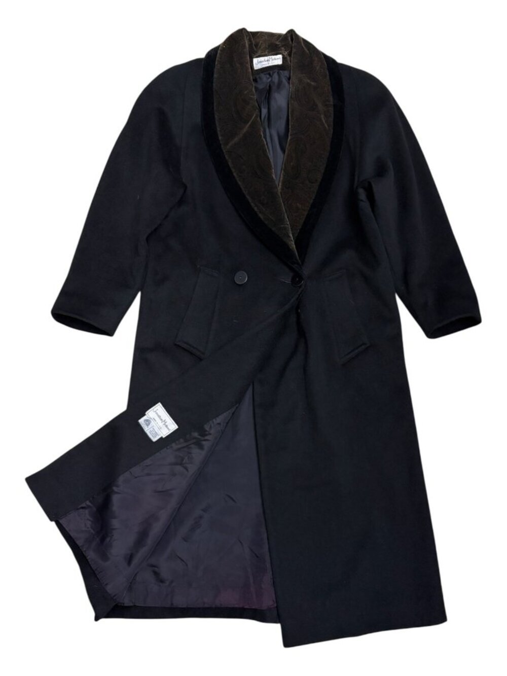 VINTAGE JONATHAN MICHAEL Pure Wool Long Trench Retro Pea Coat Womens Large